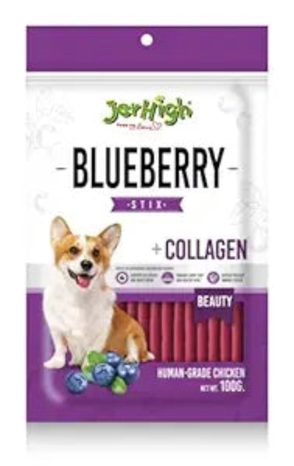 JerHigh Chicken Blueberry Stix Dog Treat 100g