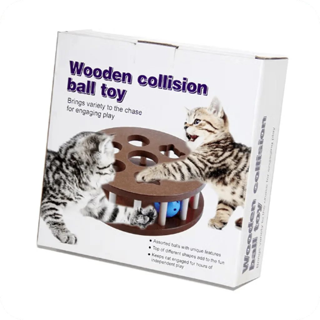 Wooden Collision Ball Toy for Cats