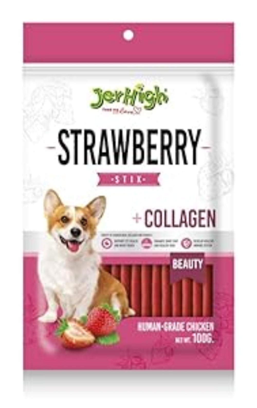 JerHigh Chicken Strawberry Dog Treat 100g