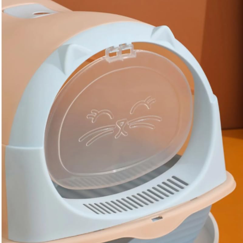 Cat Litter Box Enclosed and Covered Detachable with Front Door ( Color May Vary )