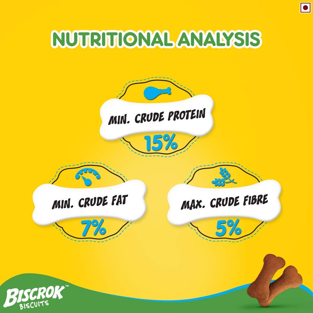 Pedigree Biscrok Biscuits (Above 4 Months) Dog Treats, Chicken Flavour, Source of Calcium, Goodness of Protein