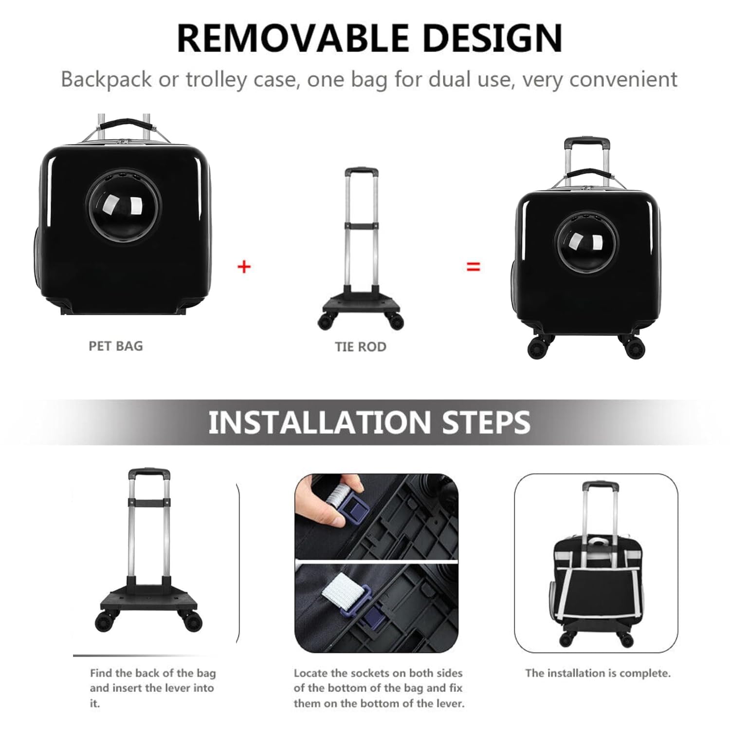 Petstreet Trolley Carrier Stroller Wheels Suitcase for Small Dogs and Cats | 18 Inch |