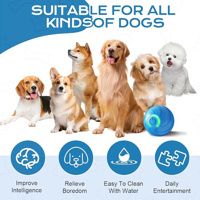 Automatic Rolling Smart LED Bouncing Ball for Pets
