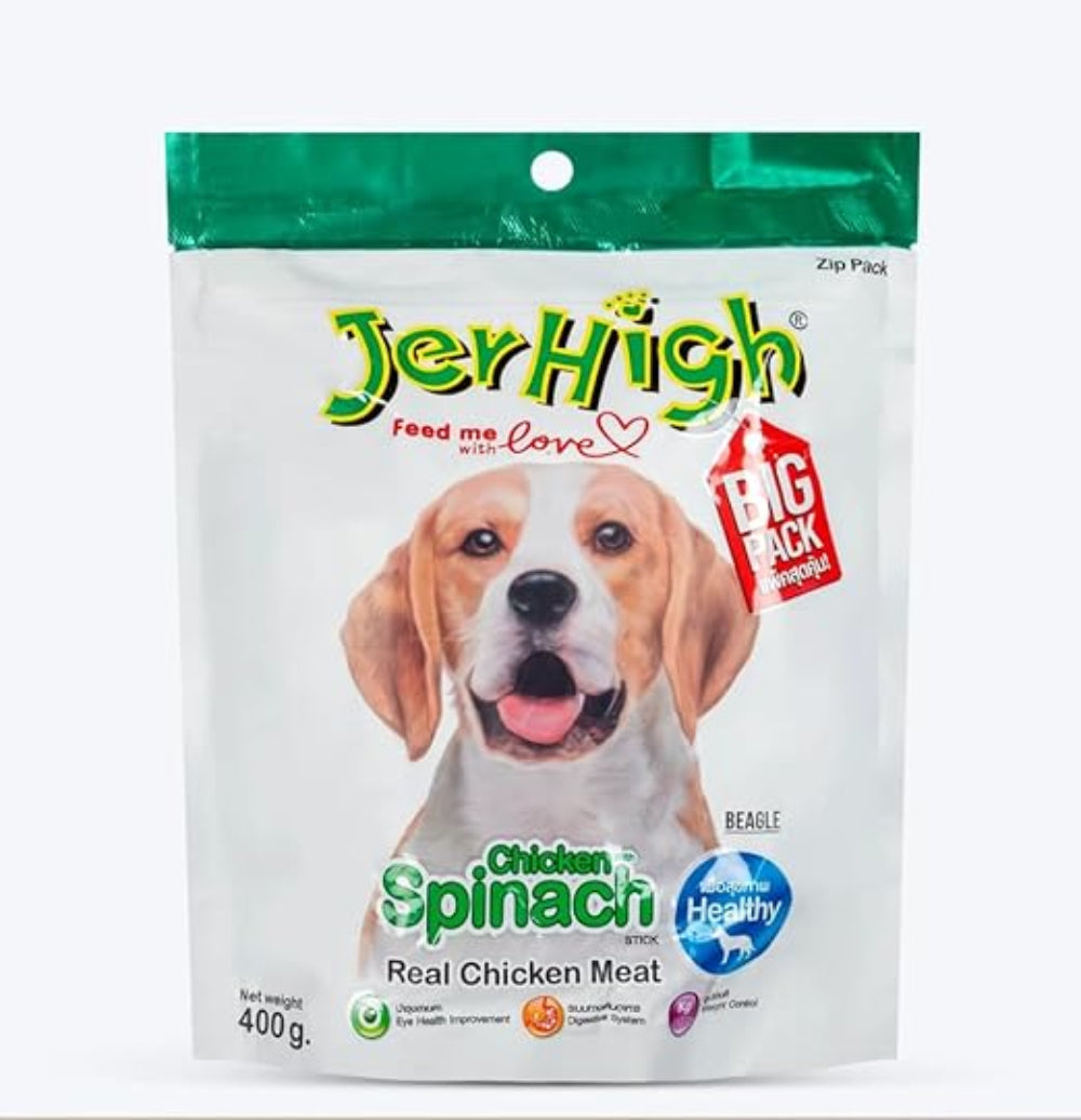 JerHigh Chicken Spinach Stick Dog Treat 400g