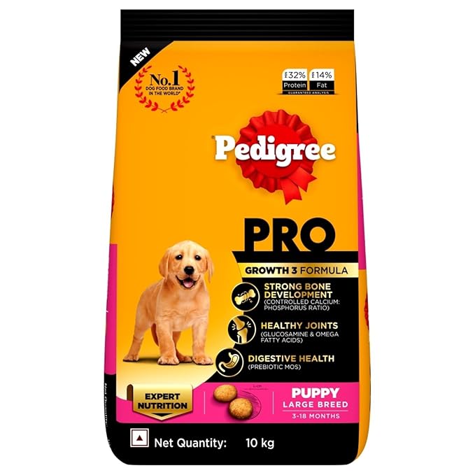 Pedigree PRO Puppy Large Breed, Dry Dog Food, Vet Trusted Brand, Expert Nutrition, Quality Protein, 33% More Nutrients (3-18 Months)