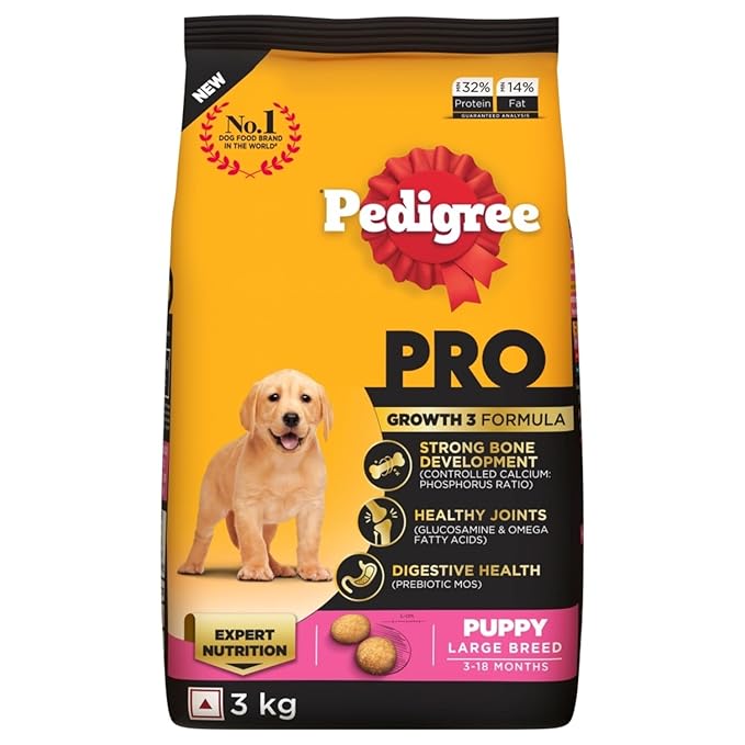 Pedigree PRO Puppy Large Breed, Dry Dog Food, Vet Trusted Brand, Expert Nutrition, Quality Protein, 33% More Nutrients (3-18 Months)