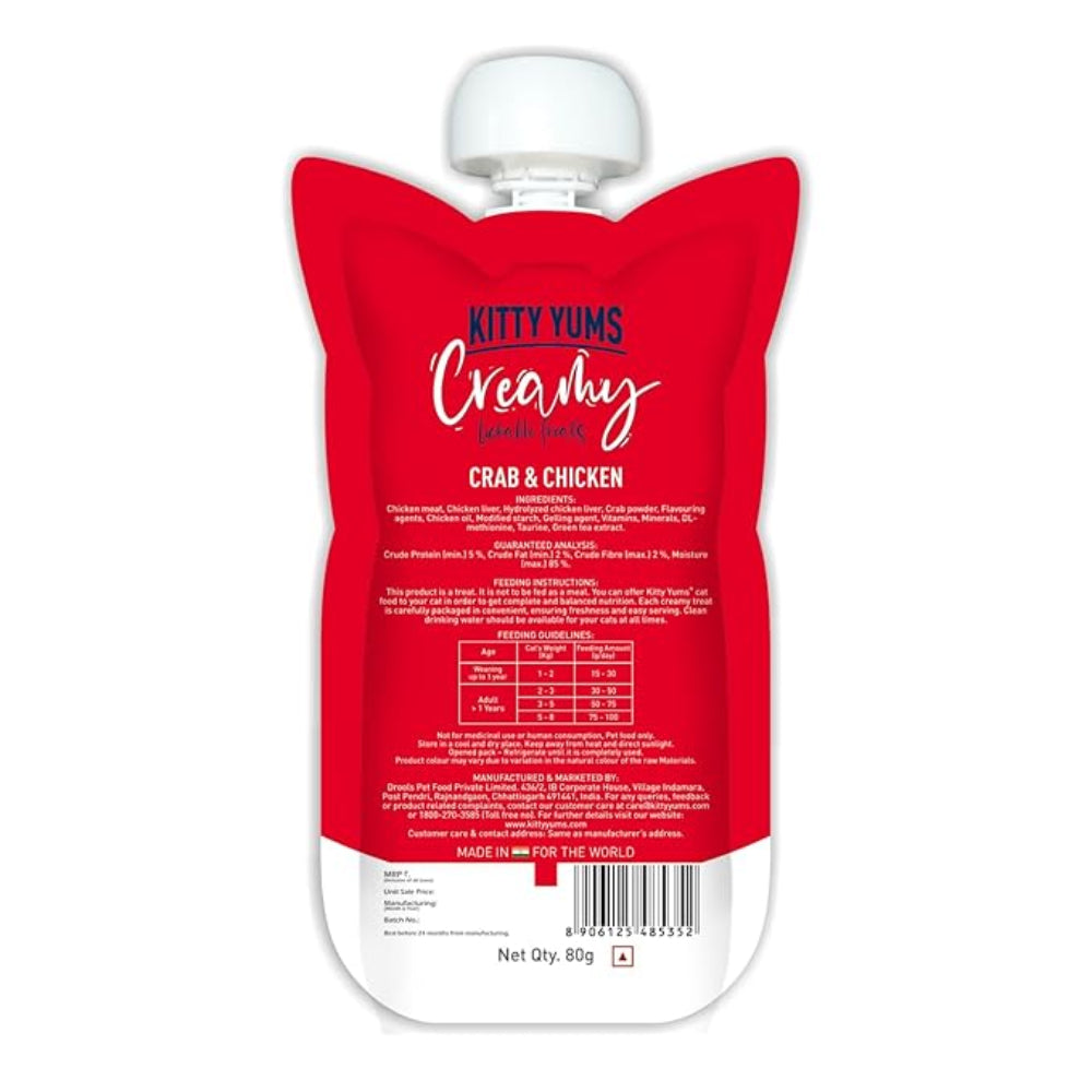 Kitty Yums Creamy Crab & Chicken Cat Treat 80g
