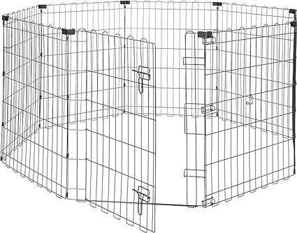 Foldable Metal Pet Dog Exercise Fence Pen With Gate - 42 Inches