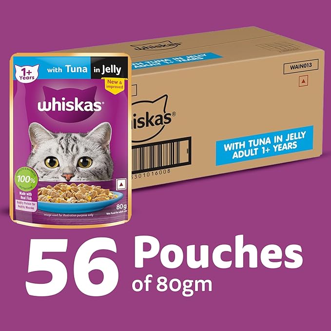 Whiskas Adult (1+ Years)) Wet Cat Food, Tuna in Jelly