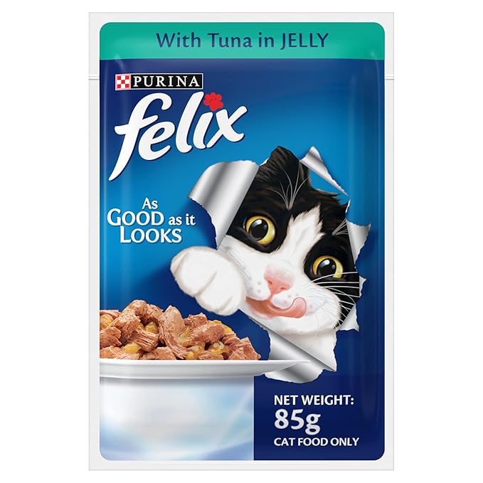Purina Felix Wet Food for Adult Cats |Tuna Flavour|Pack of 12 Pouches (12 x 85 g),Pack of 1