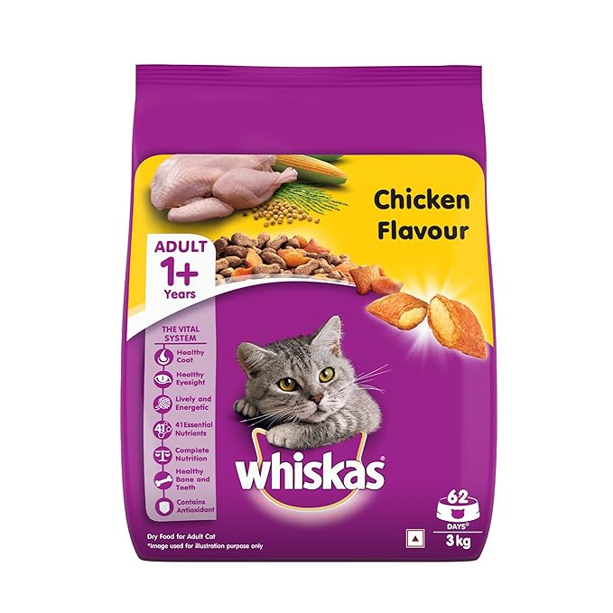 Whiskas Adult Dry Cat Food, Chicken Flavour, 1.2kg Pack