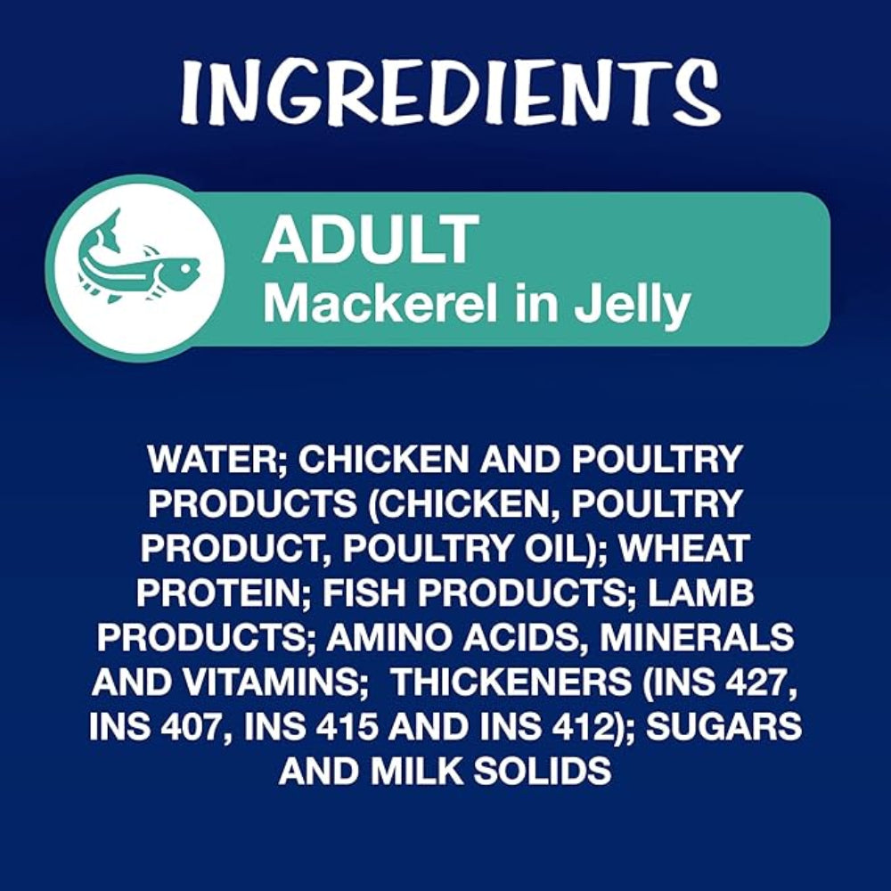 Purina Felix Wet Food for Adult Cats|Mackerel Flavour|Pack of 12 Pouches (12 x 85 g)