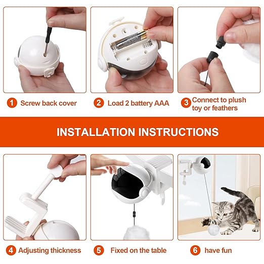 Automatic Lifting Rope Pom Pom Ball for Cats