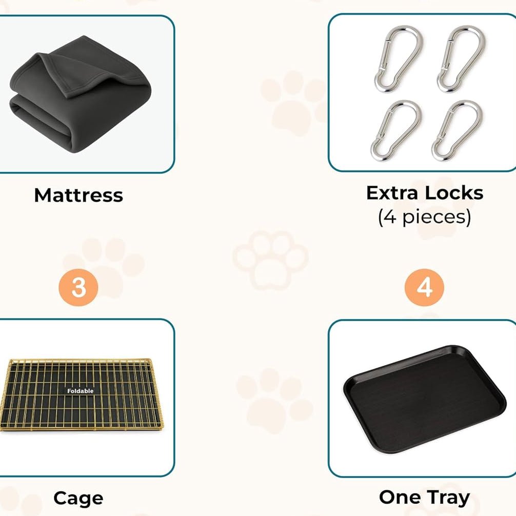 Premium Metalic Foldable & Portable Cage for Dogs | Golden Color |