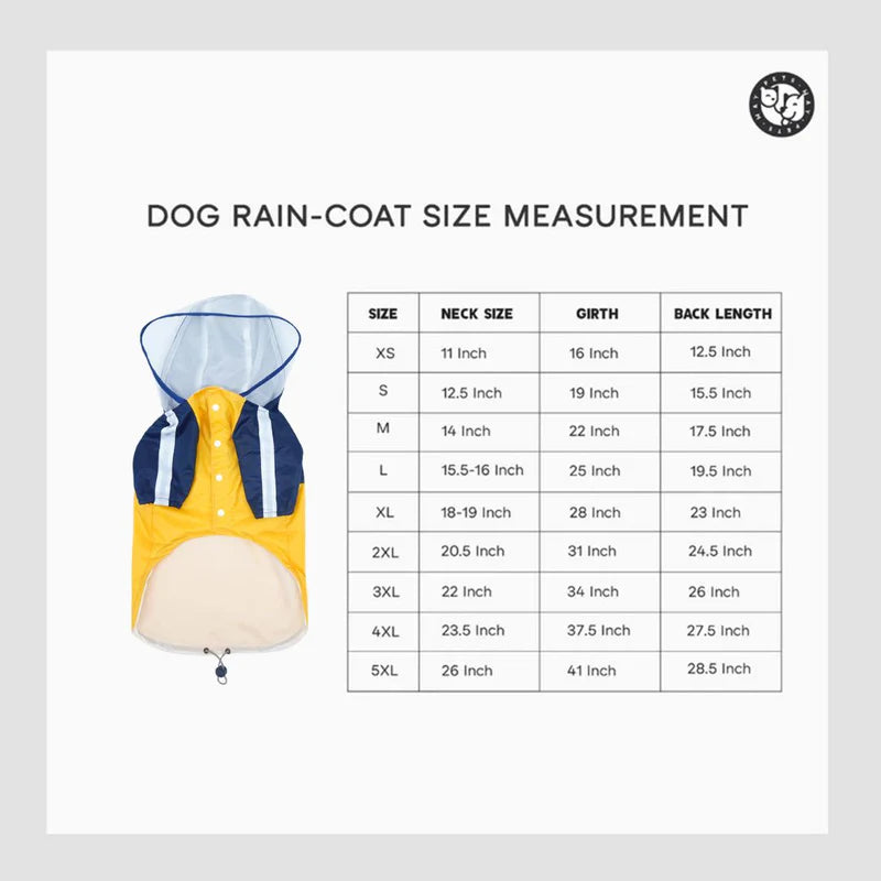 Lava Rainstorm Dog Raincoat – Waterproof & Reflective Monsoon Jacket for Dogs | High Cut Design, Hook Neck, Adjustable Fit (XS–5XL)