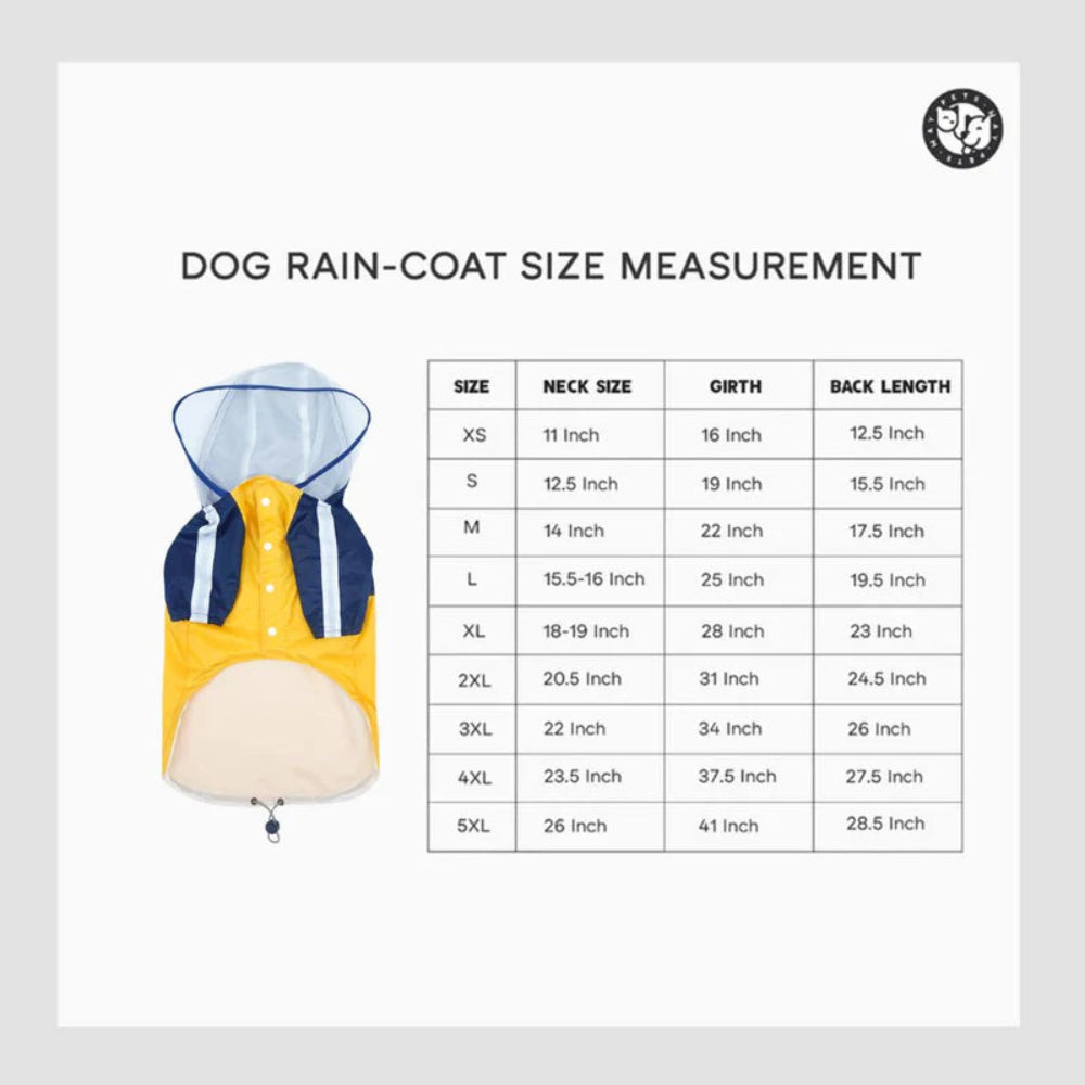 Lava Rainstorm Dog Raincoat – Waterproof & Reflective Monsoon Jacket for Dogs | High Cut Design, Hook Neck, Adjustable Fit (XS–5XL)