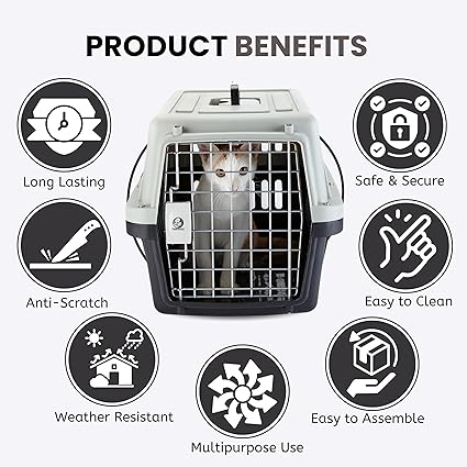 Portable Pet Carrier Crate with Handle (Fiber Cage - Large) (57 x 37 x 35cm)