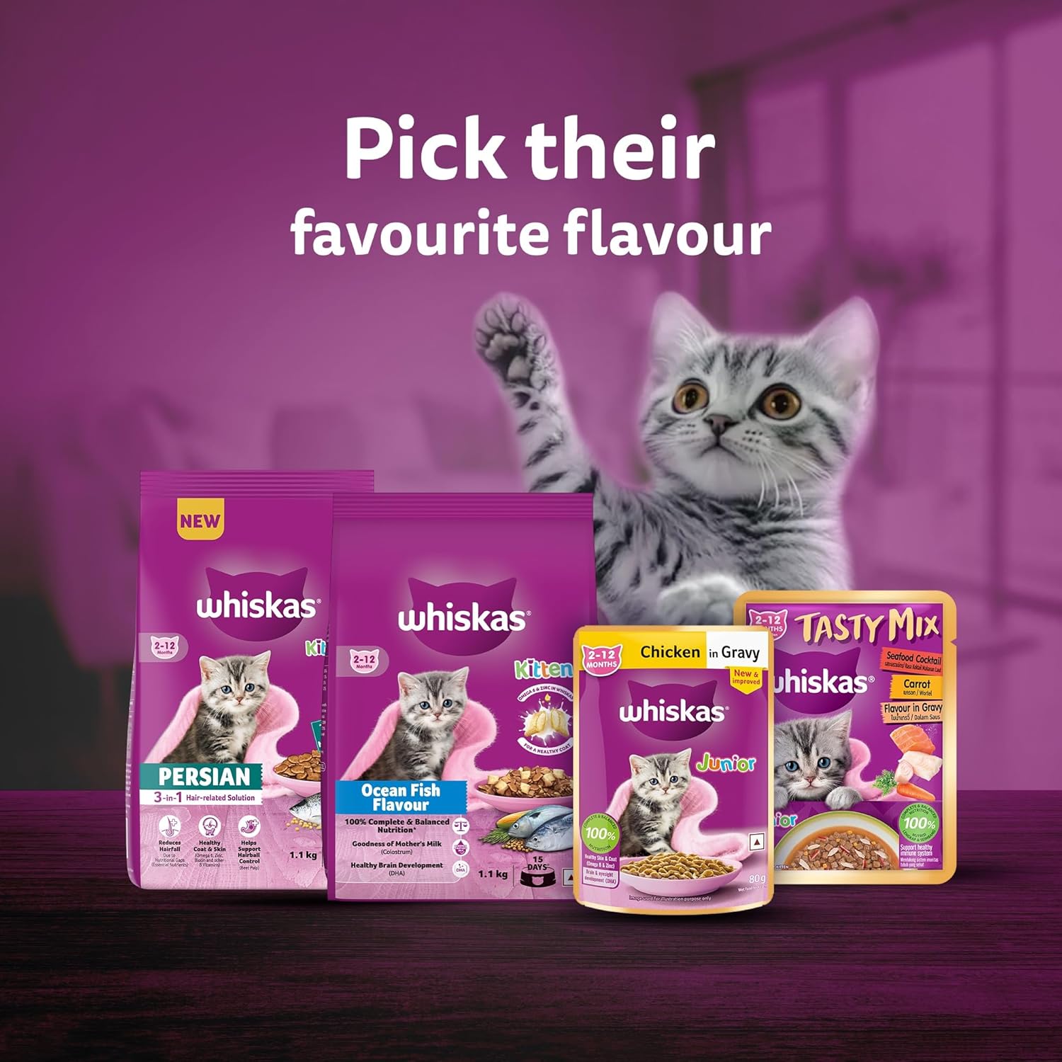 Whiskas Junior Mother Cat & Kitten (2-12 Months) Dry Cat Food, Mackerel Flavour