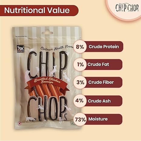 Chip Chops - Devilled Chicken Sausage Dog Treats 70G