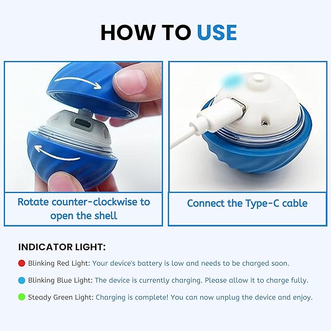 Automatic Rolling Smart LED Bouncing Ball for Pets