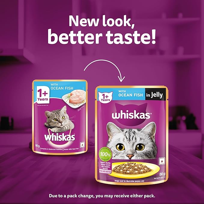 Whiskas Adult (+1 Year) Wet Cat Food, Ocean Fish Flavour