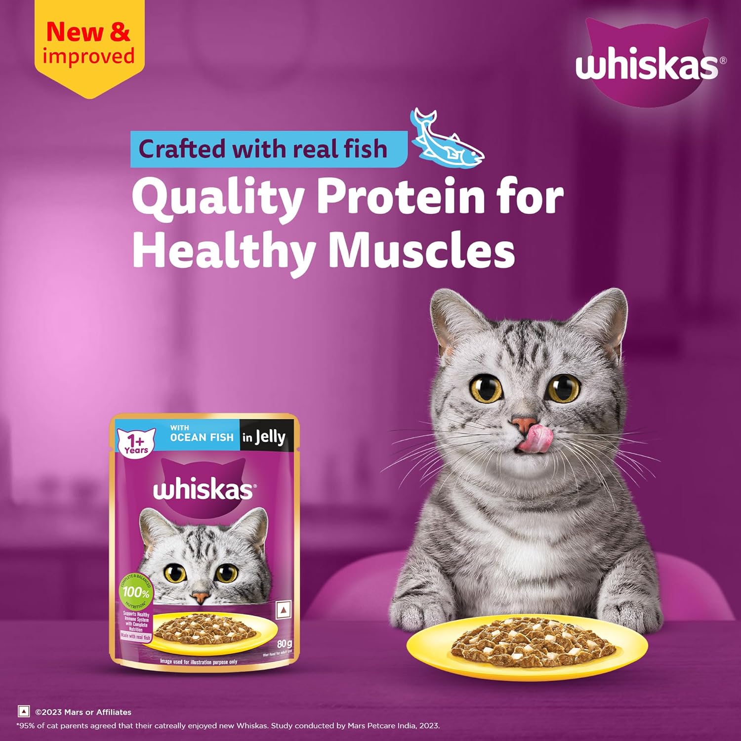 Whiskas Adult (+1 Year) Wet Cat Food, Ocean Fish Flavour