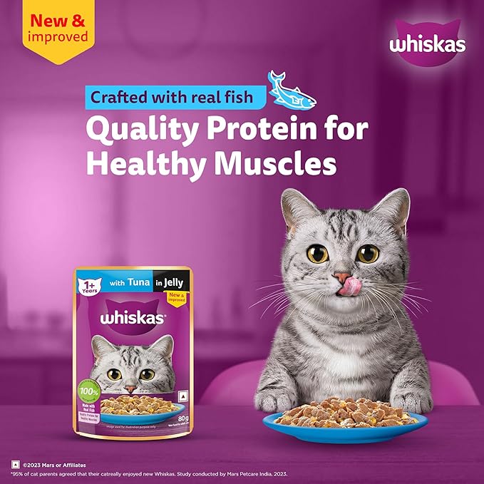 Whiskas Adult (1+ Years)) Wet Cat Food, Tuna in Jelly