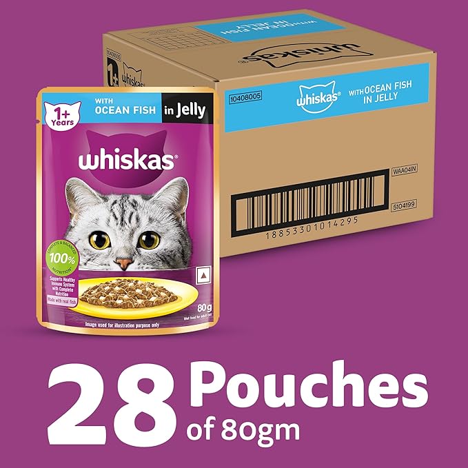 Whiskas Adult (+1 Year) Wet Cat Food, Ocean Fish Flavour