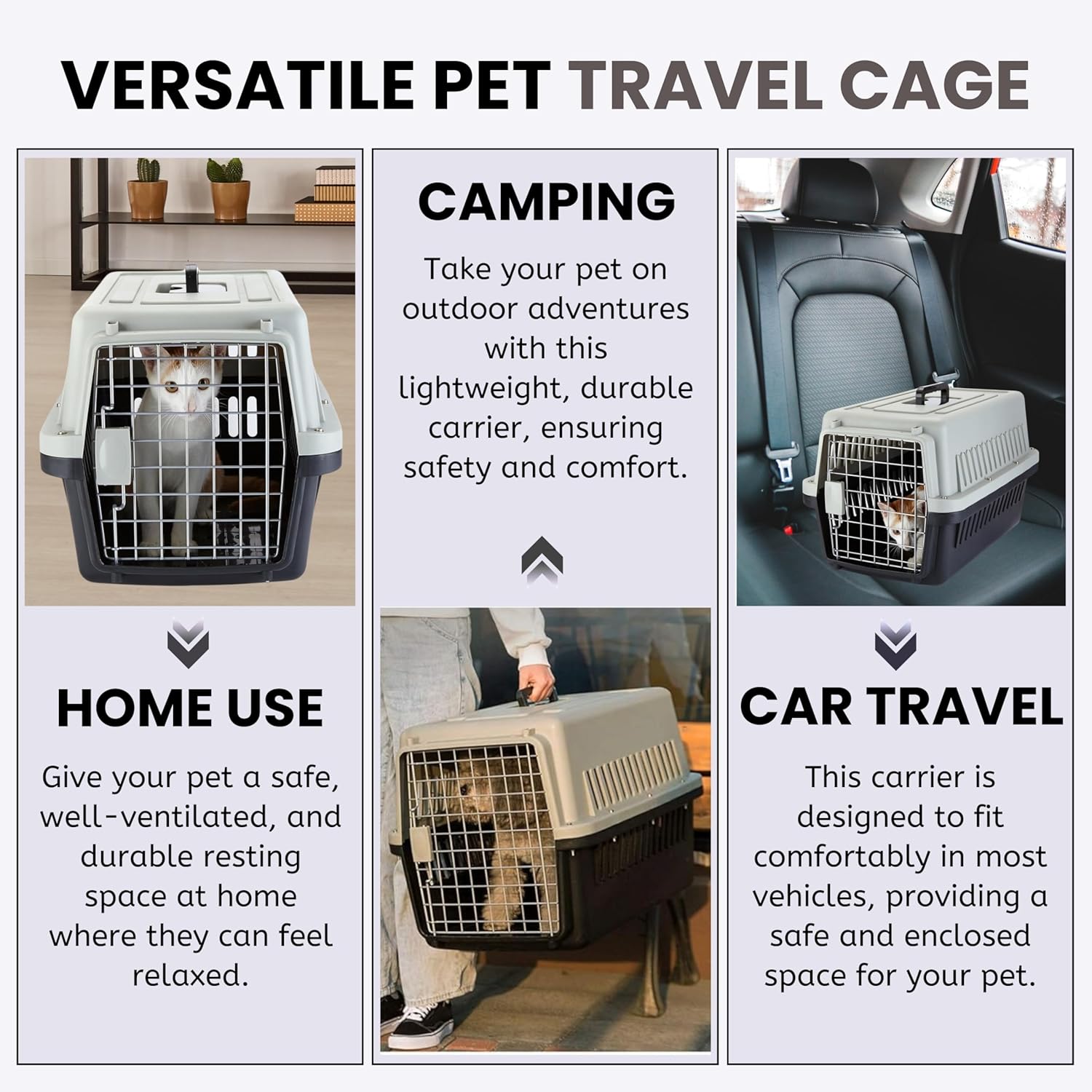 Portable Pet Carrier Crate with Handle (Fiber Cage - Large) (57 x 37 x 35cm)