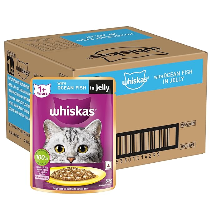 Whiskas Adult (+1 Year) Wet Cat Food, Ocean Fish Flavour