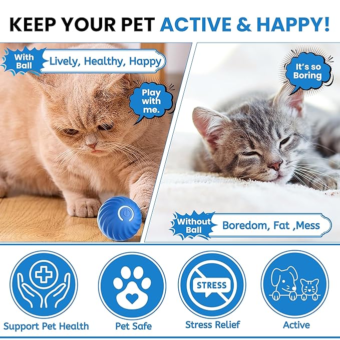 Automatic Rolling Smart LED Bouncing Ball for Pets