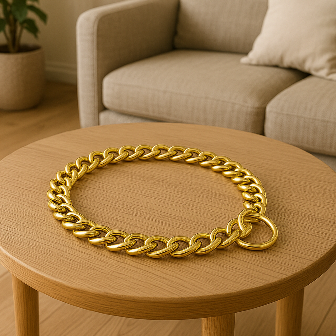 PETSTREET New Heavy Duty Diamond Cut Brass Choke Chain Golden | Ideal for Training and Walking Aggressive Dogs and Puppies | 4mm, 60Cm| Rustproof, Durable Brass Choke Dog Collar|