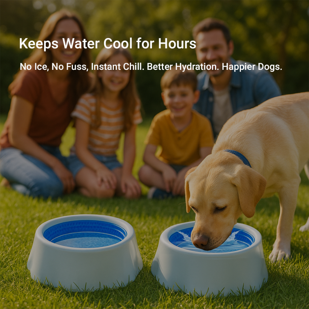 Petstreet 2-in-1 Cooling Dog Bowl, Dog Food Bowl, for Dogs & Cats Water Bowl,1000ML| Dishwasher Safe| 100% Leak Proof |