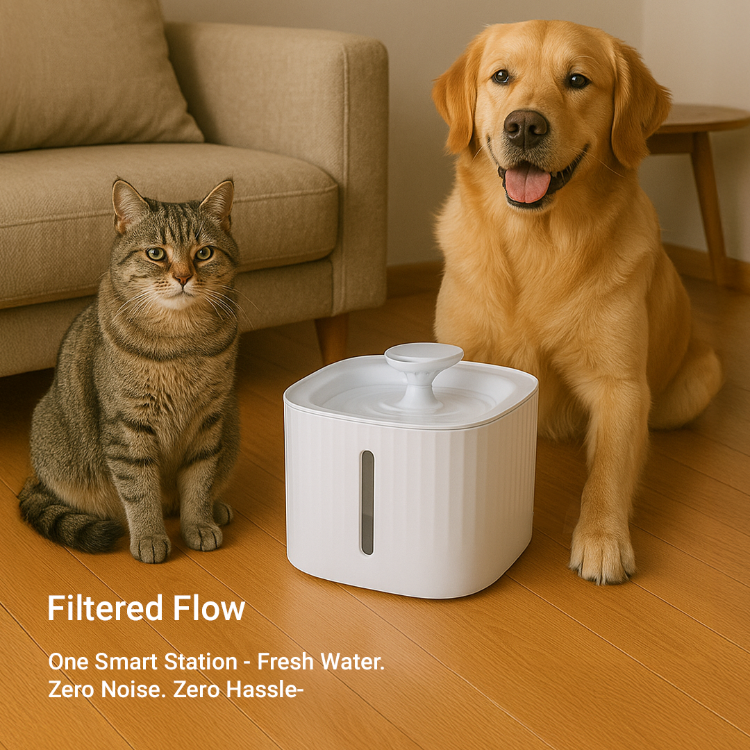 Petstreet Pet Water Fountain Bowl | Ultra Quiet Automatic Dispenser with Triple Filtration System | 3L Large Capacity | Cotton Filters Included | BPA-Free | Cat Water Fountain