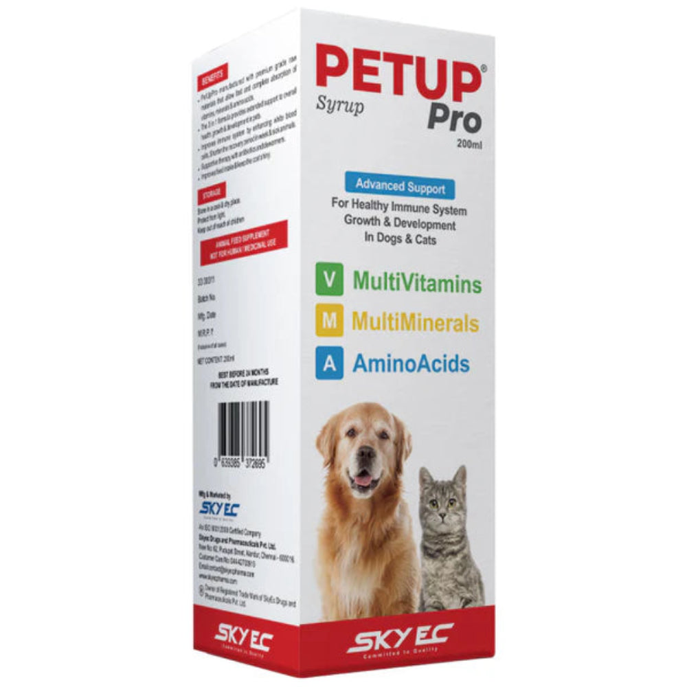 SKYEC Petup Pro Syrup MultiMinerals MultiOxidant Amino Acids Supplement for Dogs and Cats 200ML