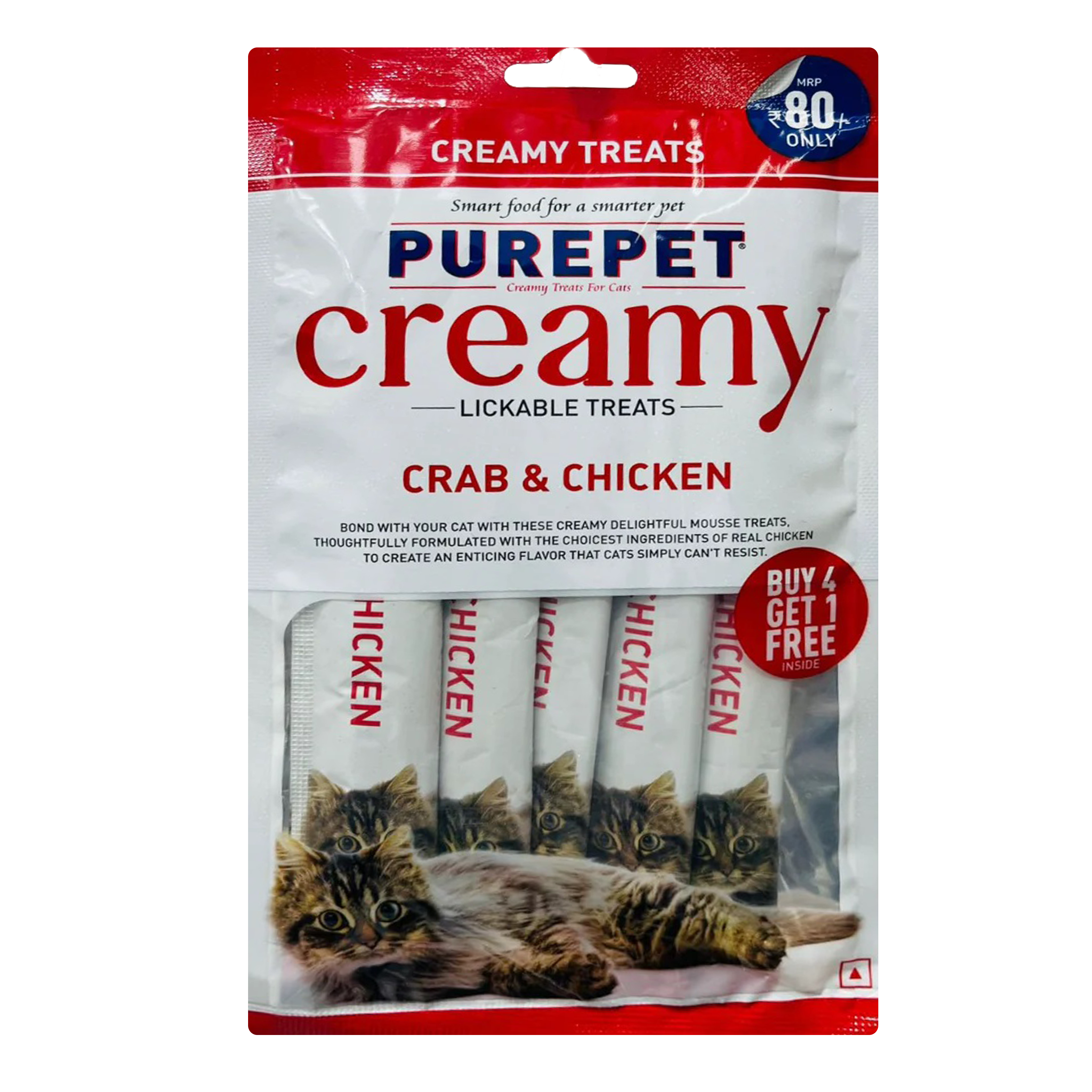 Purepet Creamy Cat lickable Treats, Crab & Chicken