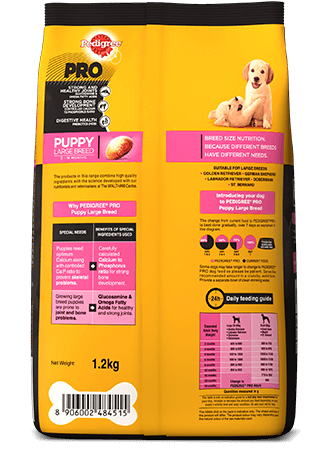 Pedigree PRO Puppy Large Breed, Dry Dog Food, Vet Trusted Brand, Expert Nutrition, Quality Protein, 33% More Nutrients (3-18 Months)