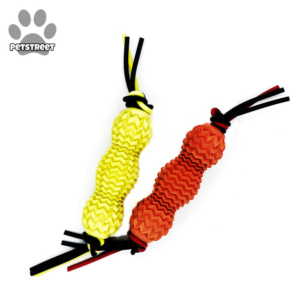 Rubber Toy - Dumbbell  with string knots