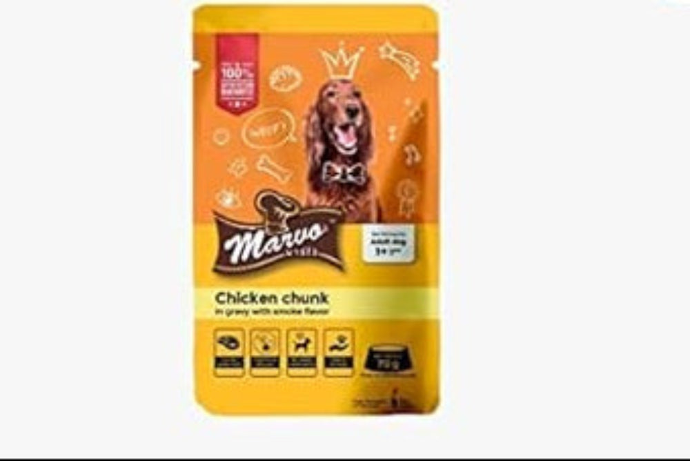 MARVO Wet Gravy Dog Food, High Protein Chicken - Chicken Chunk 70 G (Pack of -12)