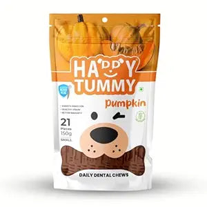 Happy Tummy Bone Treats For Medium & Large Dogs 21 Pieces, Pumpkin Flavor | 150G Pack