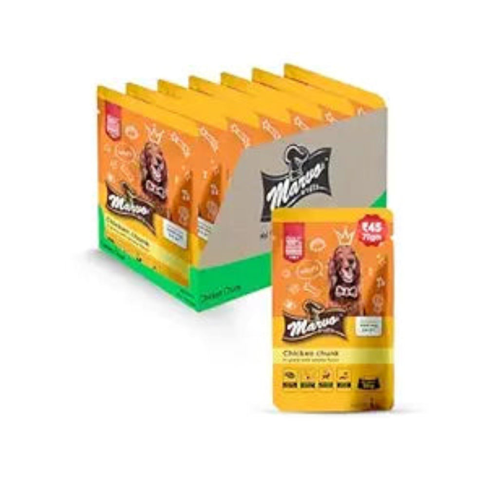 MARVO Wet Gravy Dog Food, High Protein Chicken - Chicken Chunk 70 G (Pack of -12)