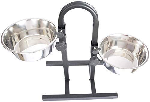 Stainless Steel Double Diner Food Bowl Stand For Dog Adjustable With 2 Bowls 1600 ML |