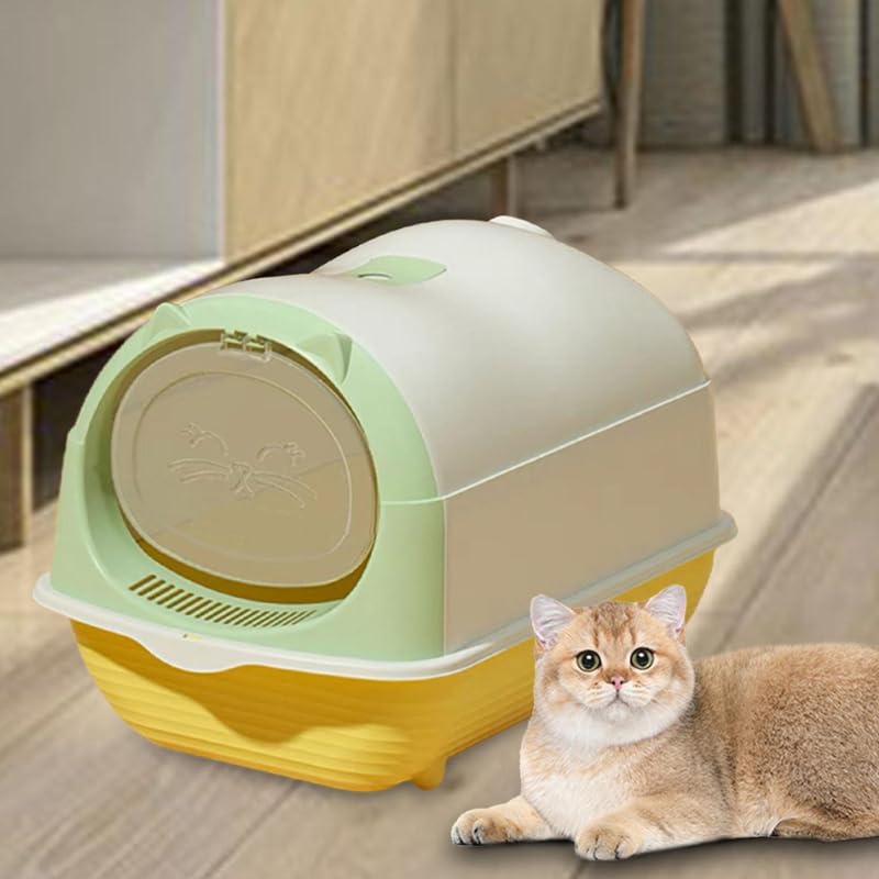 Cat Litter Box Enclosed and Covered Detachable with Front Door ( Color May Vary )