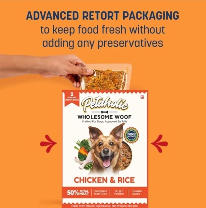 Petaholic Premium Chicken Biryani | Chicken & Rice Meal For Dogs 300G | Pack Of 2