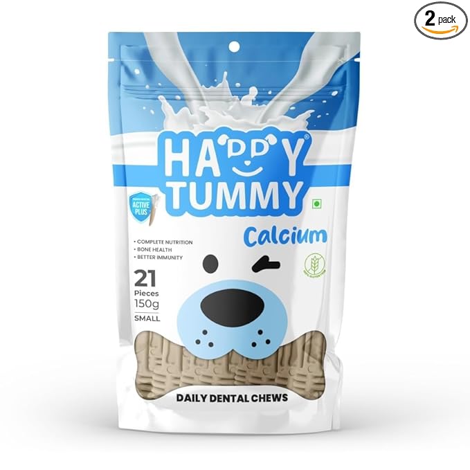 Happy Tummy Bone Treats For Medium & Large Dogs 21 Pieces, Calcium Flavor | 150G Pack