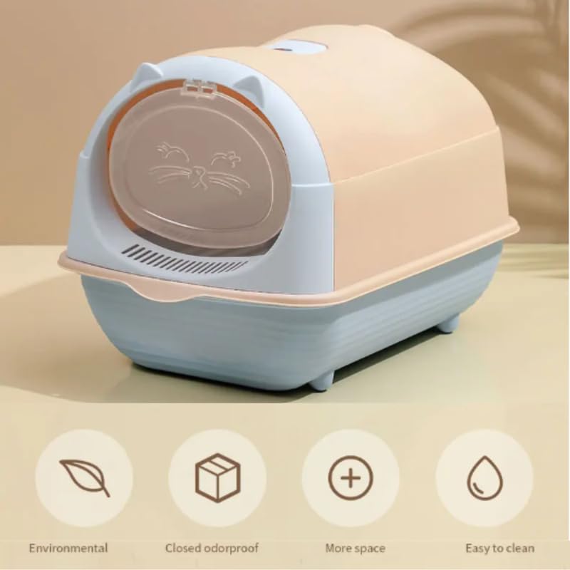 Cat Litter Box Enclosed and Covered Detachable with Front Door ( Color May Vary )