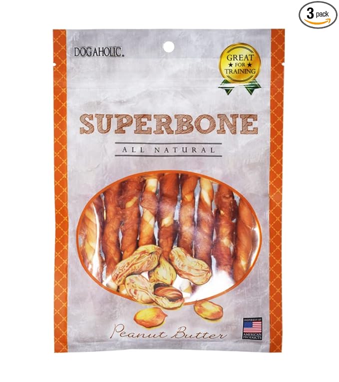 Superbone All Natural Chicken Sticks Dog Treat, 9 in 1 (Peanut Butter) | 140g