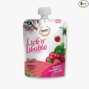 Gnawlers Lickable Wet Creamy Cat Treats with Salmon & Cranburry Flavour for Adult & Senior Cats, Healthy Cat Treat