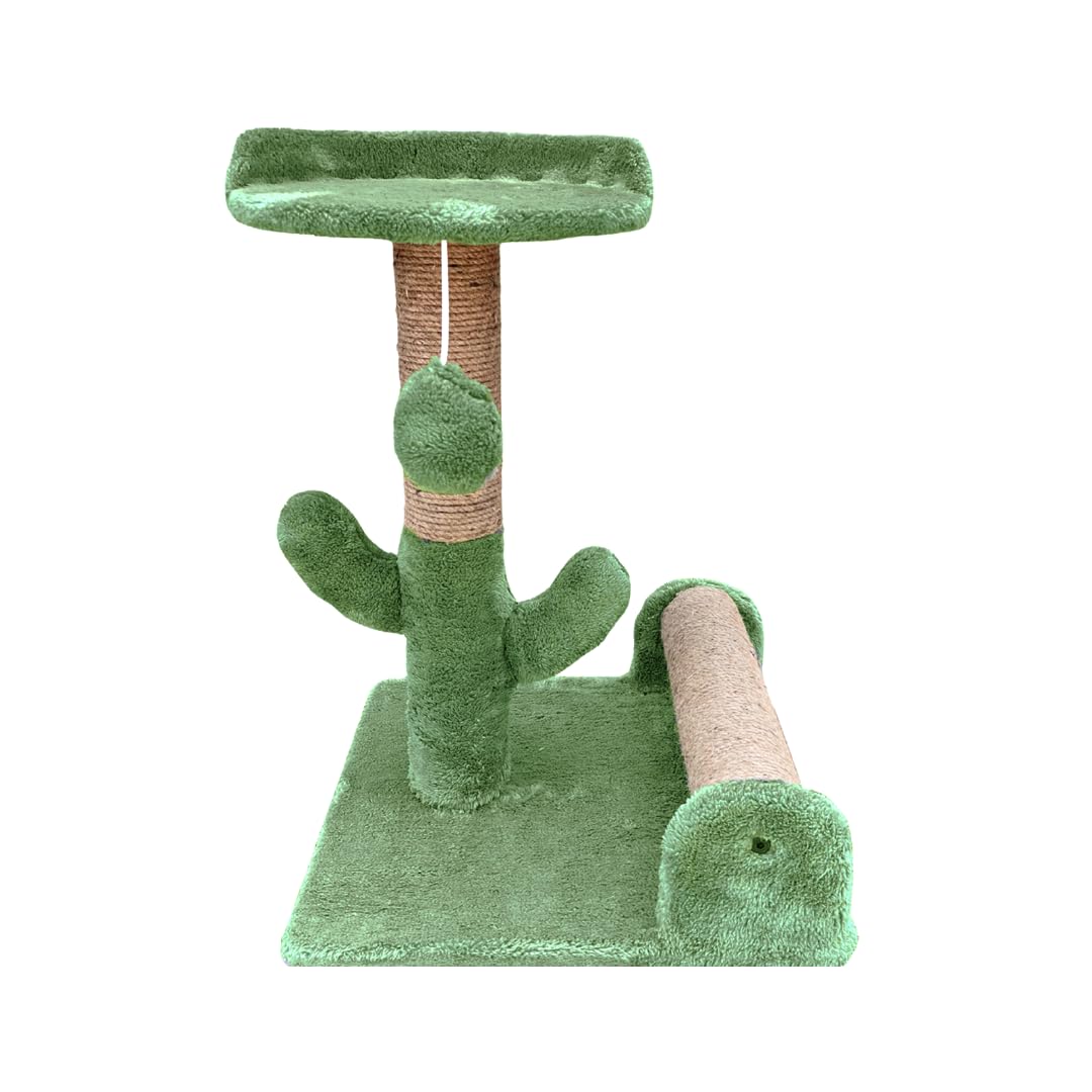 Petstreet Soft Fur Fabric Activity Dual Jute Rope Scratching Post Cat Tree for Kittens & Cats (Height 16 Inch)