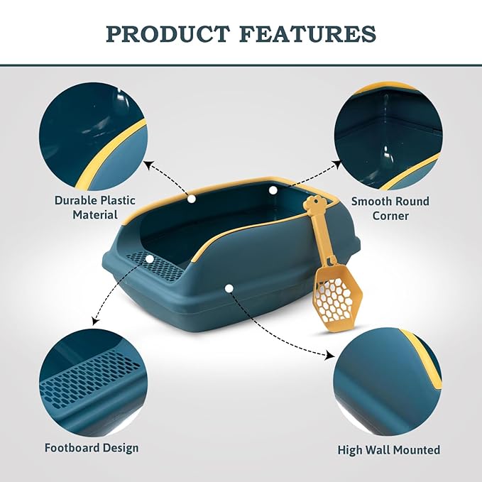 Premium Cat Litter Box Rim Tray with Scooper